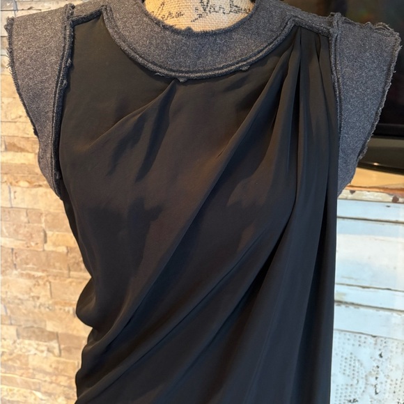 Bottega Veneta black sleeveless dress wool “shoulder pads” lined sheer bodysuit - Picture 3 of 16